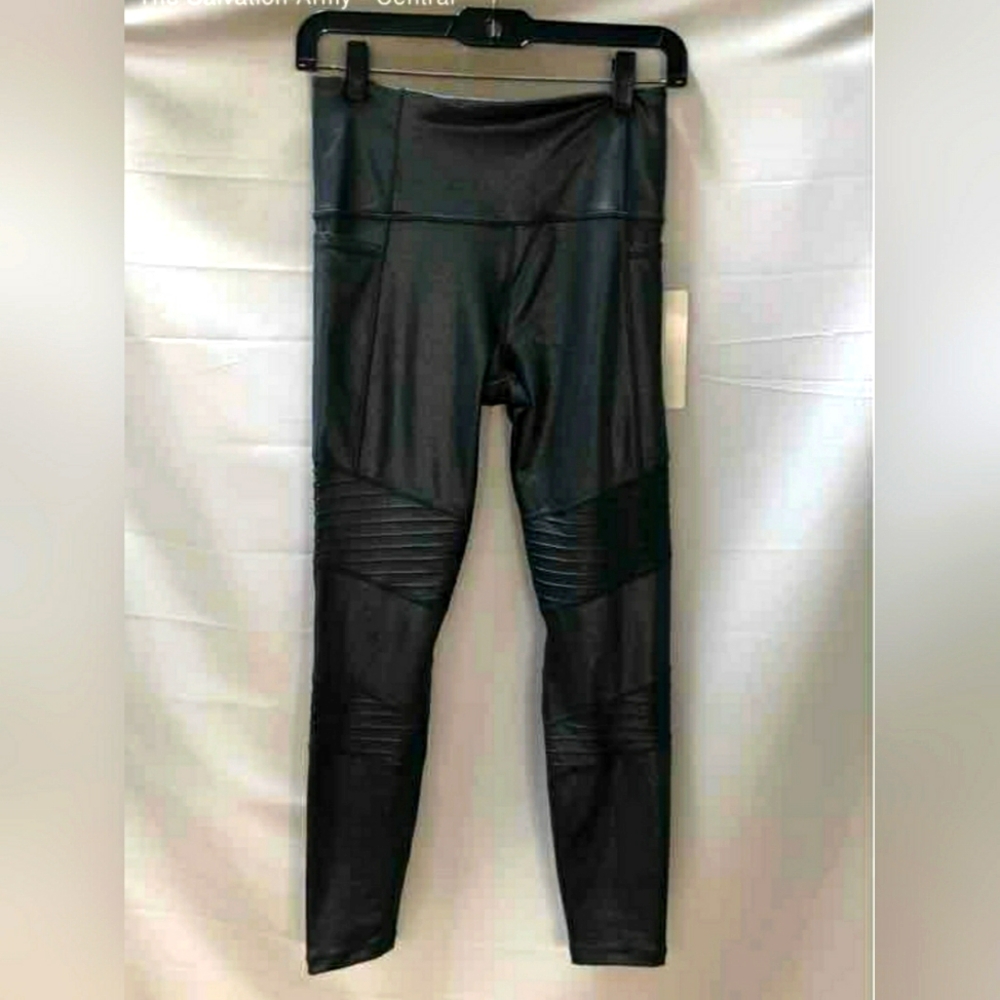NEW Athleta Womens Black Delancey Shine Tight Moto Compression Leggings Small
